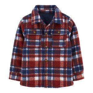 Carter's Kid Plaid Fleece-Lined Shacket Red / Navy Size 4 NWT Jacket Coat